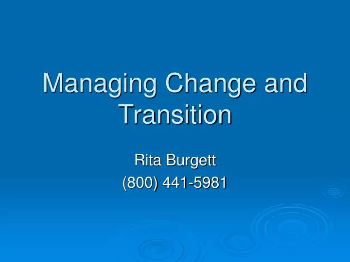 managing change and transition