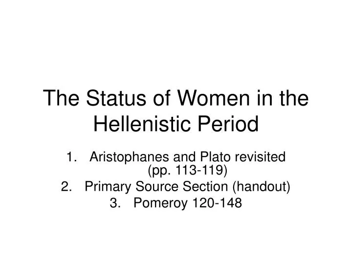 the status of women in the hellenistic period