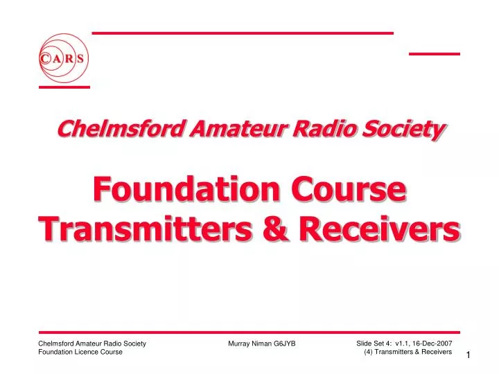 chelmsford amateur radio society foundation course transmitters receivers