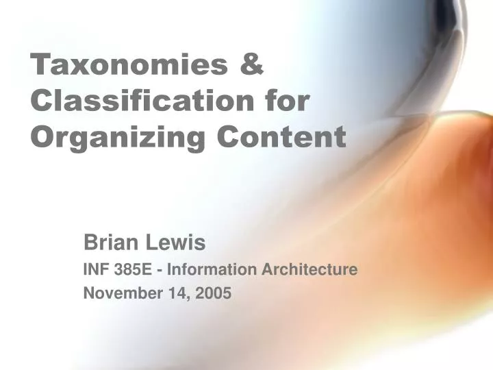 taxonomies classification for organizing content