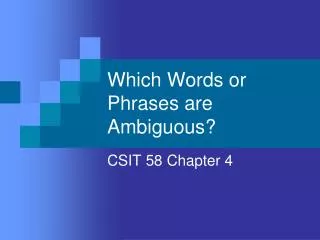 Which Words or Phrases are Ambiguous?