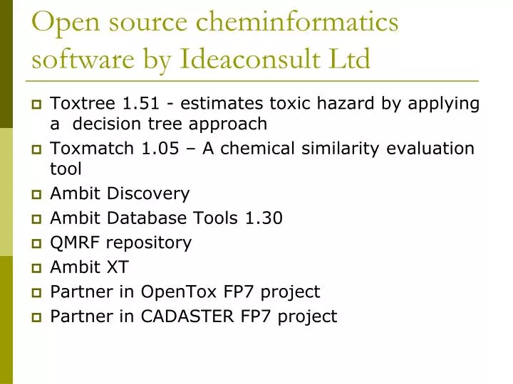 open source cheminformatics software by ideaconsult ltd