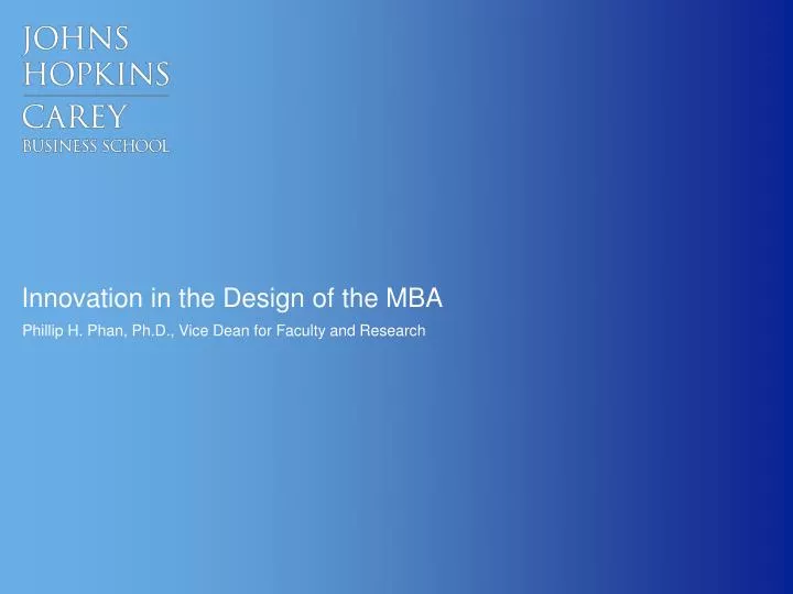 innovation in the design of the mba