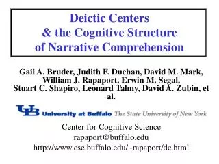 Deictic Centers &amp; the Cognitive Structure of Narrative Comprehension