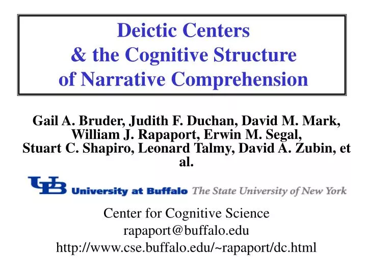 deictic centers the cognitive structure of narrative comprehension