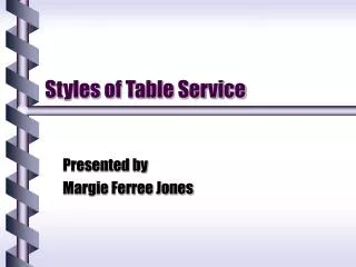 Styles of Table Service