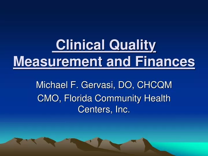 clinical quality measurement and finances