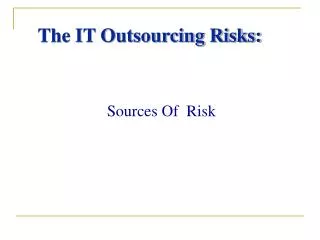 Sources Of Risk