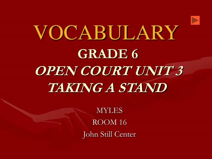 vocabulary grade 6 open court unit 3 taking a stand