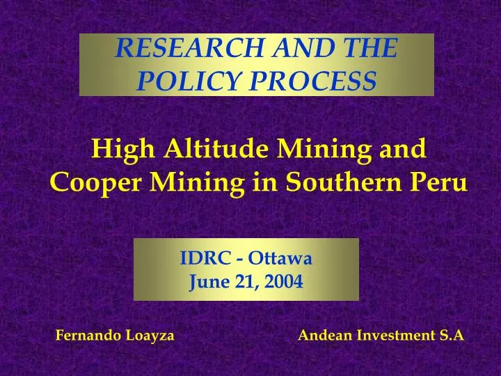 high altitude mining and cooper mining in southern peru