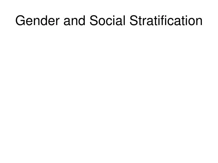 gender and social stratification