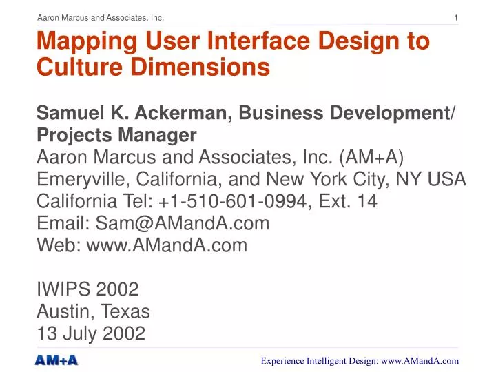 mapping user interface design to culture dimensions
