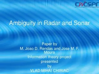 Ambiguity in Radar and Sonar