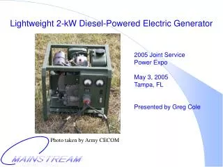 Lightweight 2-kW Diesel-Powered Electric Generator