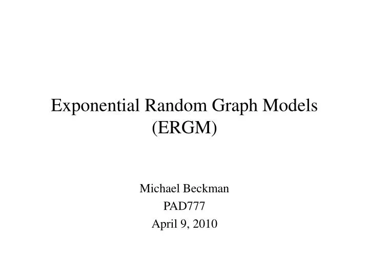 exponential random graph models ergm