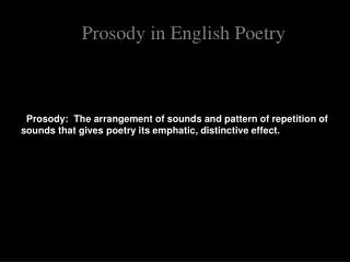 Prosody in English Poetry
