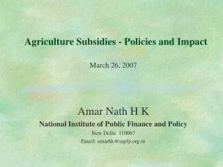 agriculture subsidies policies and impact