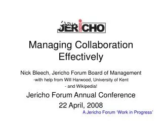 Managing Collaboration Effectively