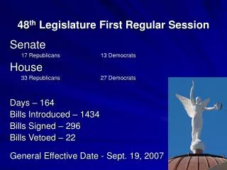 48 th Legislature First Regular Session