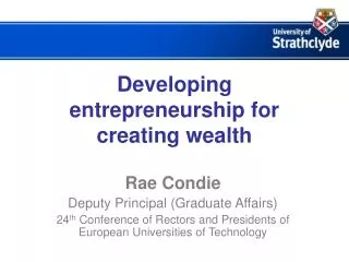 Developing entrepreneurship for creating wealth