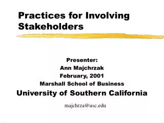 Practices for Involving Stakeholders