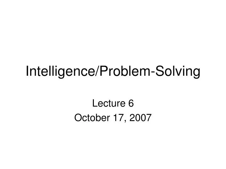 intelligence problem solving