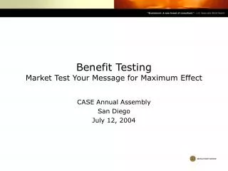 Benefit Testing Market Test Your Message for Maximum Effect