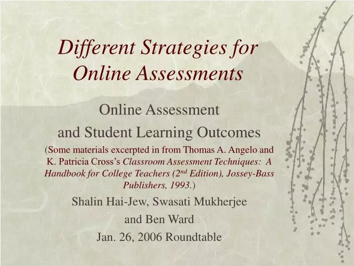 different strategies for online assessments