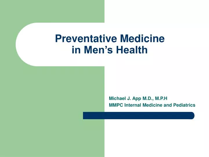 preventative medicine in men s health