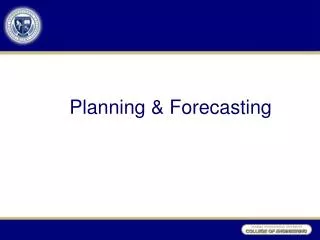 Planning &amp; Forecasting