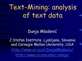 Text-Mining: analysis of text data