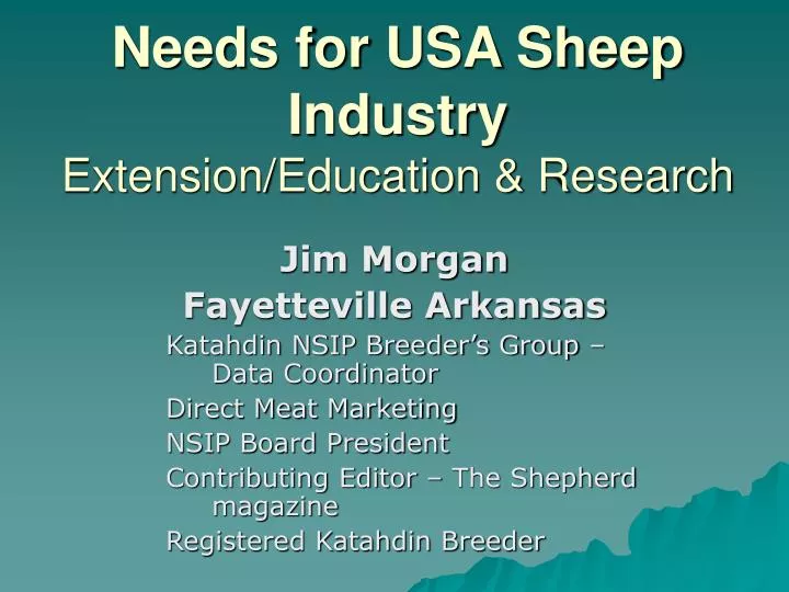 needs for usa sheep industry extension education research