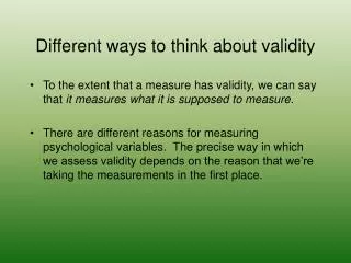 Different ways to think about validity