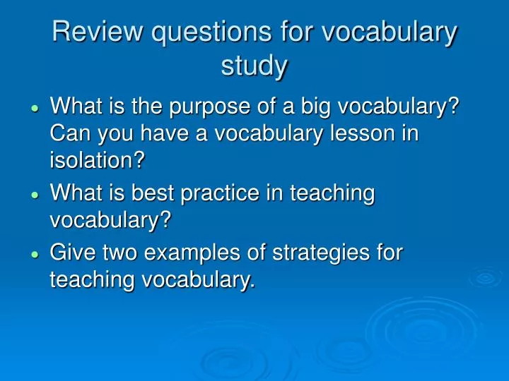 review questions for vocabulary study