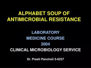 ALPHABET SOUP OF ANTIMICROBIAL RESISTANCE