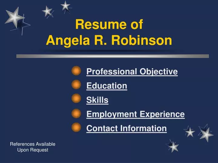 resume of angela r robinson