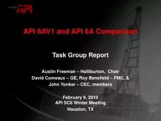 API 6AV1 and API 6A Comparison