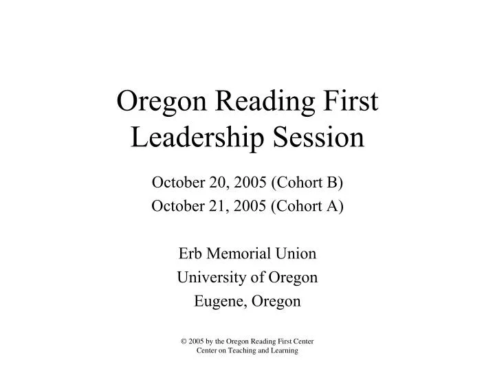 oregon reading first leadership session