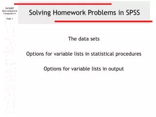 Solving Homework Problems in SPSS