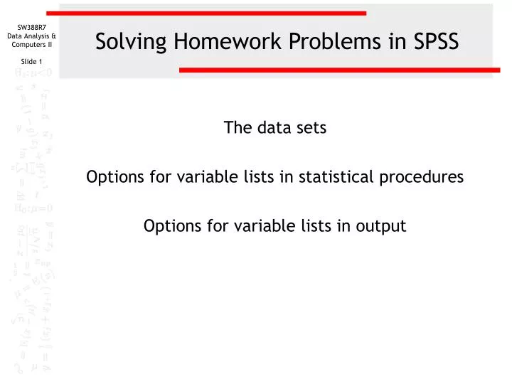 solving homework problems in spss