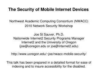 The Security of Mobile Internet Devices