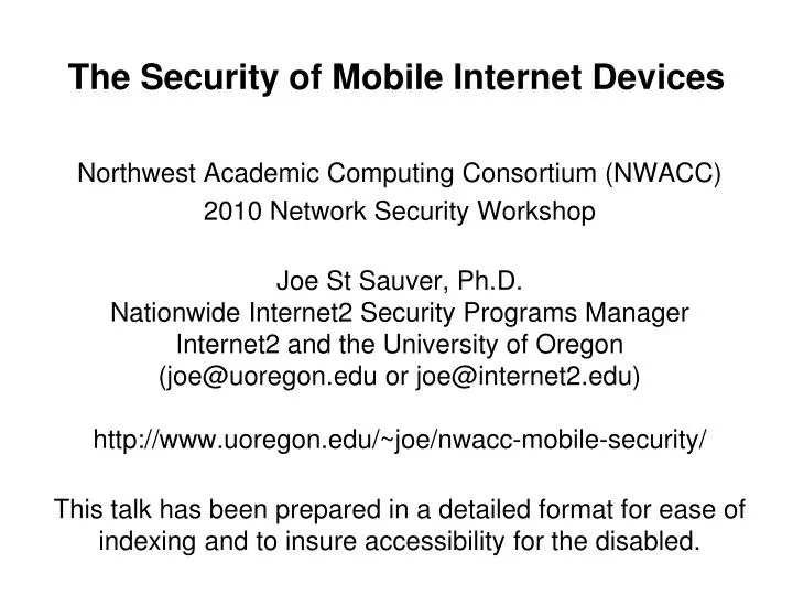 the security of mobile internet devices