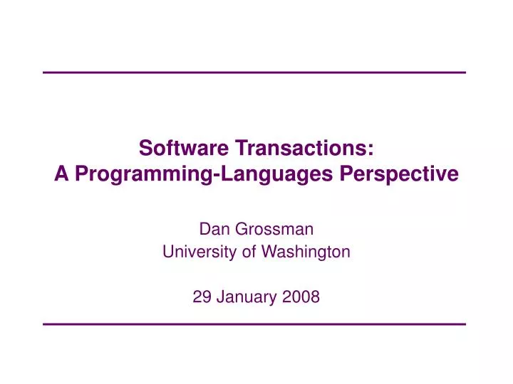 software transactions a programming languages perspective