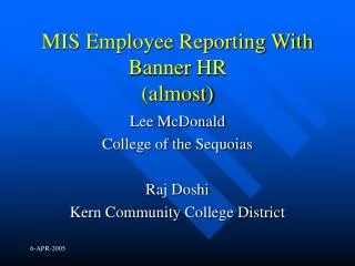 MIS Employee Reporting With Banner HR (almost)