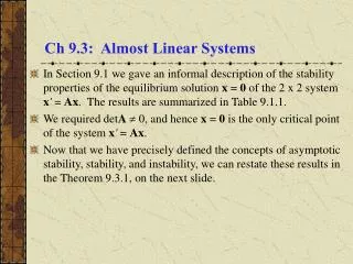Ch 9.3: Almost Linear Systems