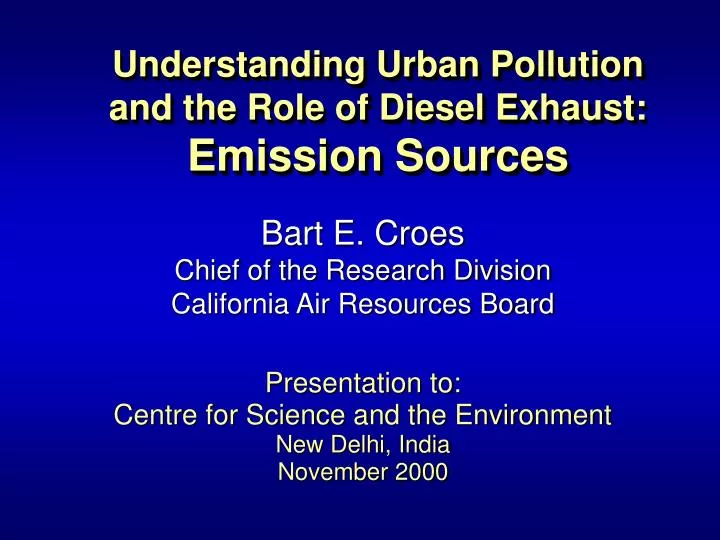 understanding urban pollution and the role of diesel exhaust emission sources