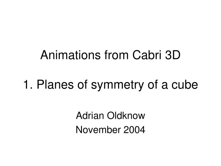 animations from cabri 3d 1 planes of symmetry of a cube