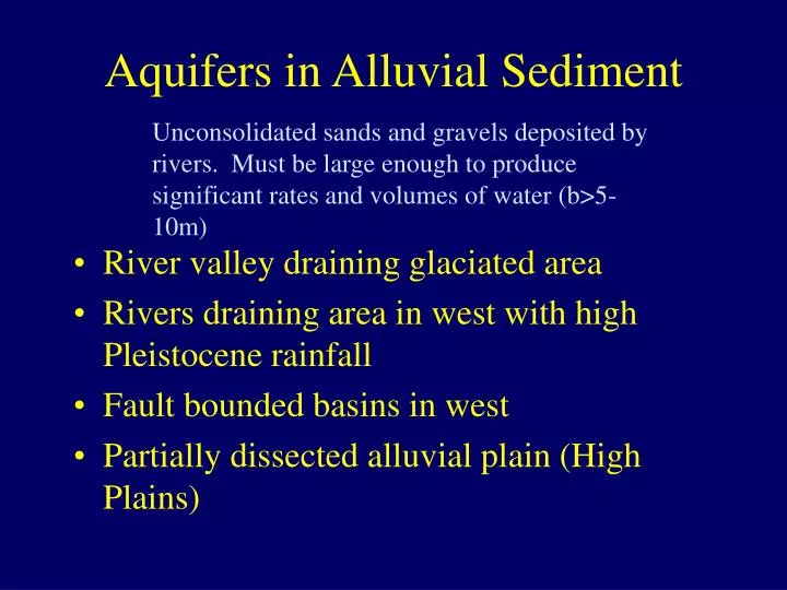 aquifers in alluvial sediment