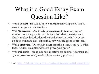 What is a Good Essay Exam Question Like?