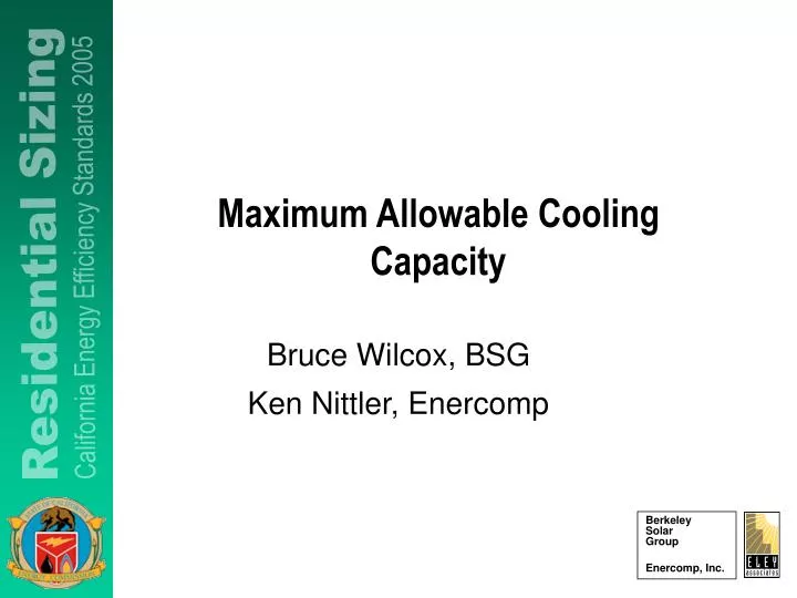 maximum allowable cooling capacity